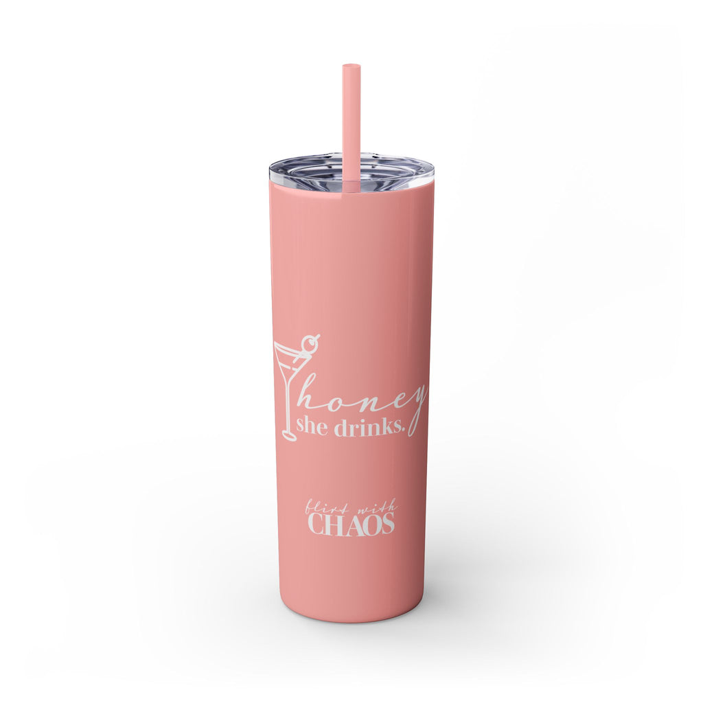 Honey She Drinks Tumbler with Straw, 20oz