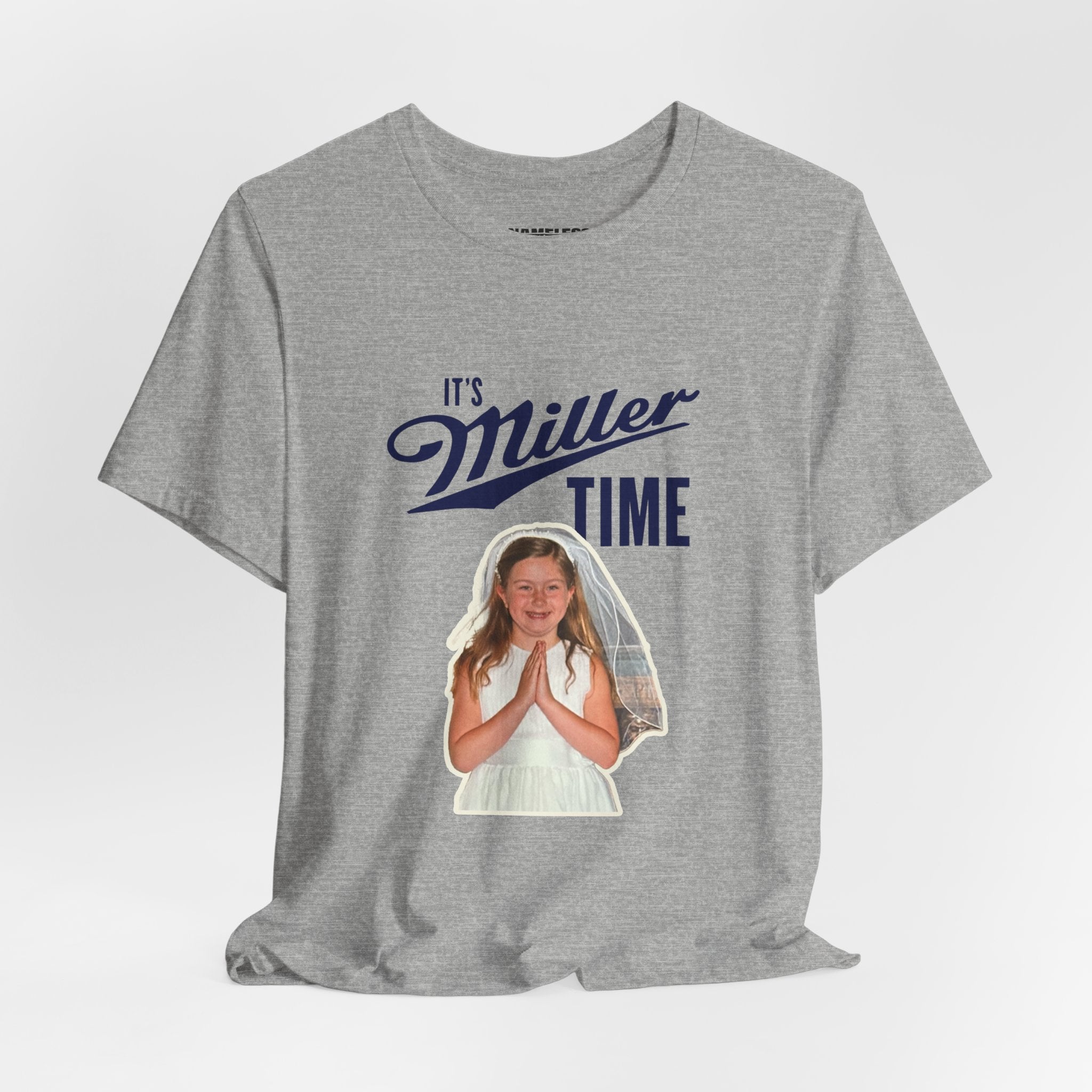It's Miller Time Tee — Retro Script Beer Slogan T-Shirt with Vintage Photo