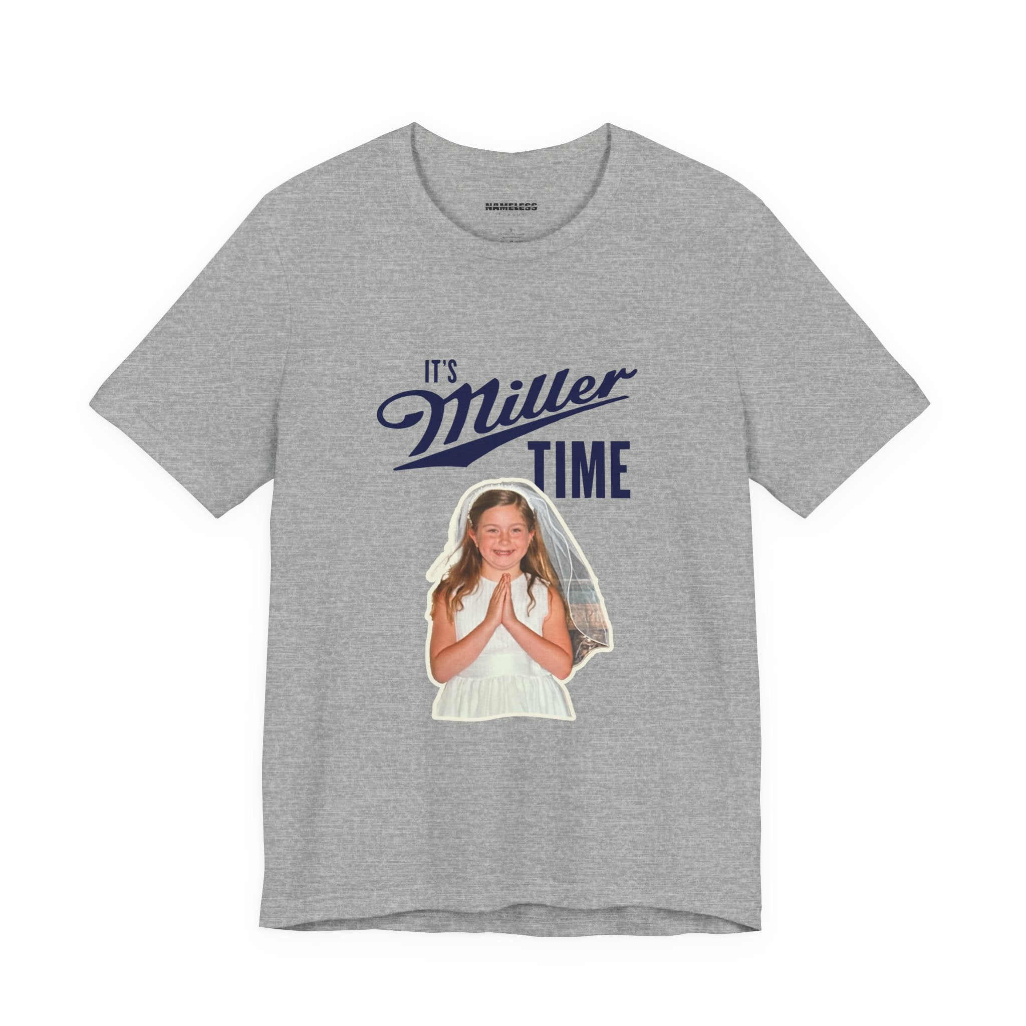 It's Miller Time Tee — Retro Script Beer Slogan T-Shirt with Vintage Photo