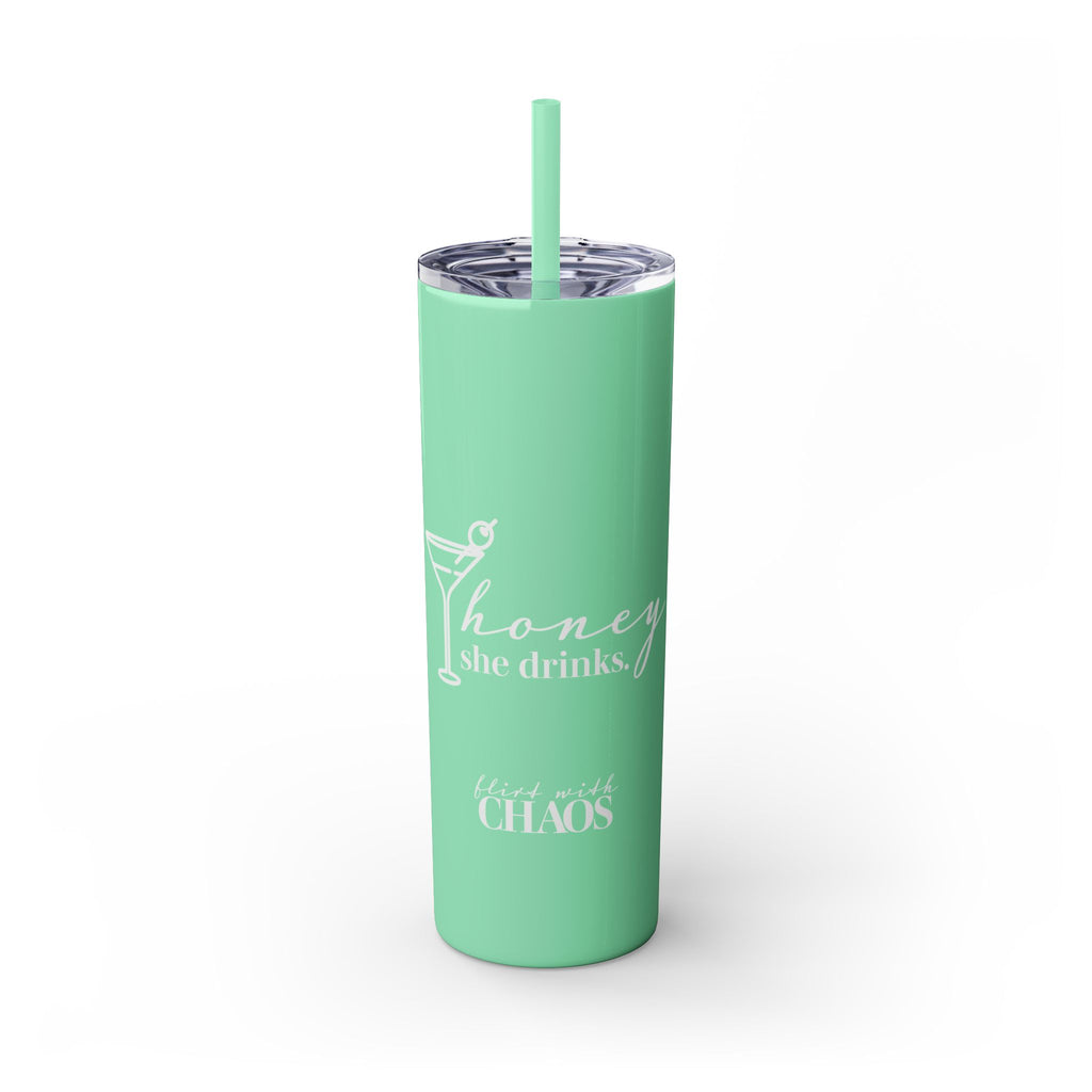 Honey She Drinks Tumbler with Straw, 20oz